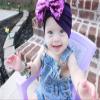 HZUX Big Bow Newborn Baby Cotton Cloth Turban Sparkle Sequin Toddler Rabbit Hat Kids Baby Cap Purple view 2