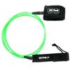 XM SURF MORE Premium Surfboard Leash, 5.5ft, Made in USA, Regular Cord Thickness (.270in), Key Pocket, Unbreakable Swivels, Detachable Railsaver, Lime Leash, Black Strap, Kink-Free [3 Year Warranty] view 1