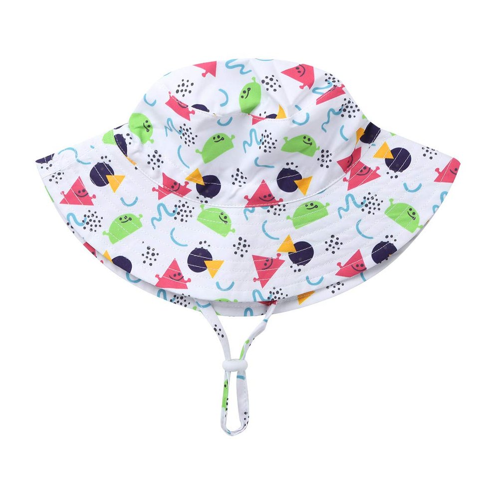 FEESHOW Baby Boy Girls Wide Brim Summer Beach Sun Hat UPF 50+ Sun Protection Toddler Chldren Sun Hats Cap Bucket Hat Red Triangle S