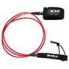 XM SURF MORE Premium Surfboard Leash, 6ft, Made in USA, Comp Cord Thickness (0.220in), Key Pocket, Unbreakable Swivels, Detachable Railsaver, Red Leash, Black Strap, Kink-Free [3 Year Warranty] view 1