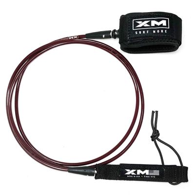 XM SURF MORE Premium Surfboard Leash, 6ft, Made in USA, Comp Cord Thickness (0.220in), Key Pocket, Unbreakable Swivels, Detachable Railsaver, Acai Leash, Black Strap, Kink-Free [3 Year Warranty]
