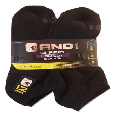 12 PAIRS AND1 Black Low Cut Ankle Socks Mens Size 6-12.5 And 1 Proplatinum