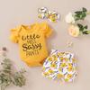 3 PCS/Set Baby Girls Clothes Ruffle Short Sleeve Rompers+Floral Shorts+Baby Headband Newborn Baby Outfits (0-3 Months,Yellow) view 2