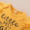 3 PCS/Set Baby Girls Clothes Ruffle Short Sleeve Rompers+Floral Shorts+Baby Headband Newborn Baby Outfits (0-3 Months,Yellow) view 3