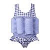 Kids Baby Floatation Swimsuit with Adjustable Buoyancy Float Suit Swim Vest One Piece Floating Swimwear for Boys Girls Toddler Learn to Swimming Bathing Suit Beachwear Blue (Check Striped) 2-3T view 1