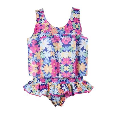 Kids Baby Floatation Swimsuit with Adjustable Buoyancy Float Suit Swim Vest One Piece Floating Swimwear for Boys Girls Toddler Learn to Swimming Bathing Suit Beachwear Colorful Floral 4-5T