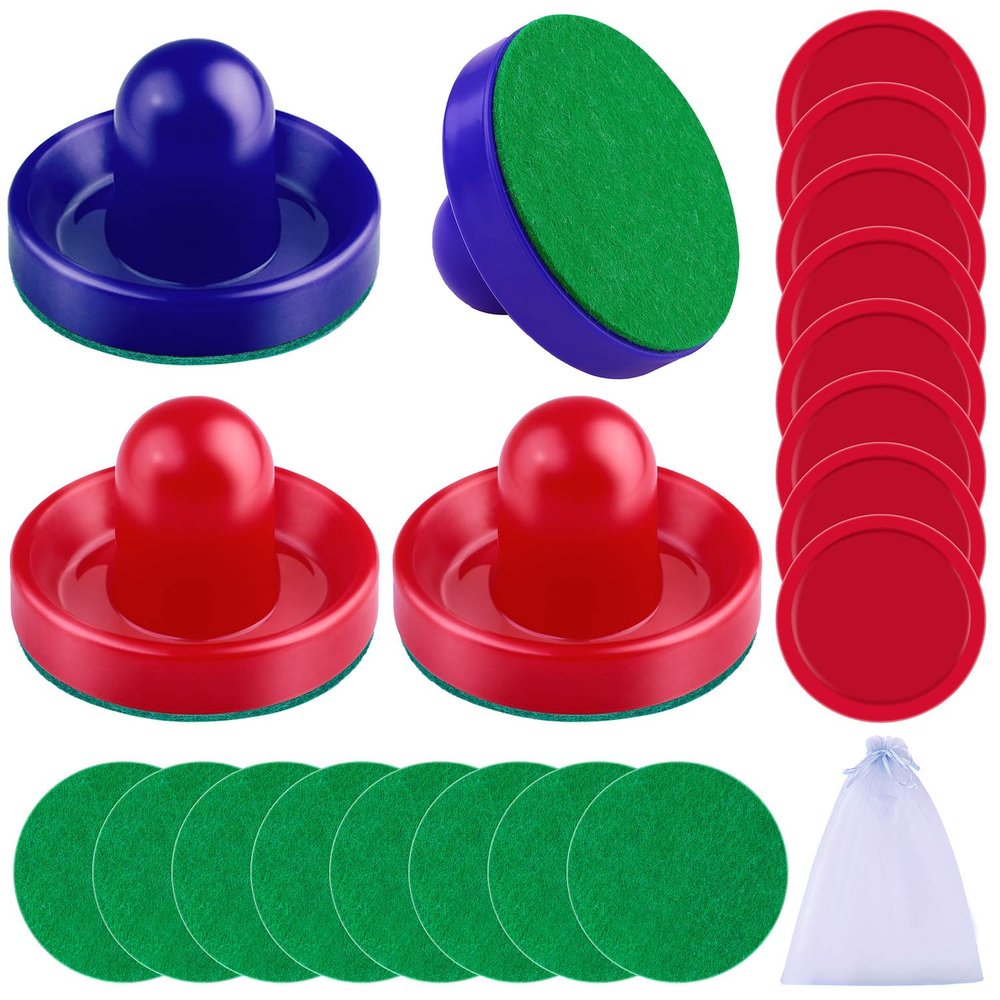 URATOT Air Hockey Pushers and Pucks - 4 Pushers, 8 Red Pucks and 8 Green Pads - Replacement Accessories for Game Tables