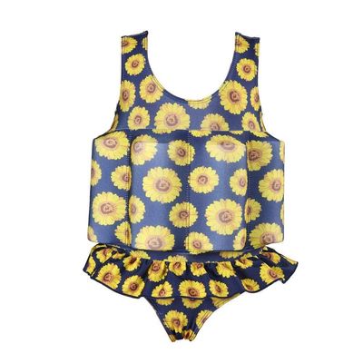 Kids Baby Floatation Swimsuit with Adjustable Buoyancy Float Suit Swim Vest One Piece Floating Swimwear for Boys Girls Toddler Learn to Swimming Bathing Suit Beachwear Yellow Sunflower 2-3T