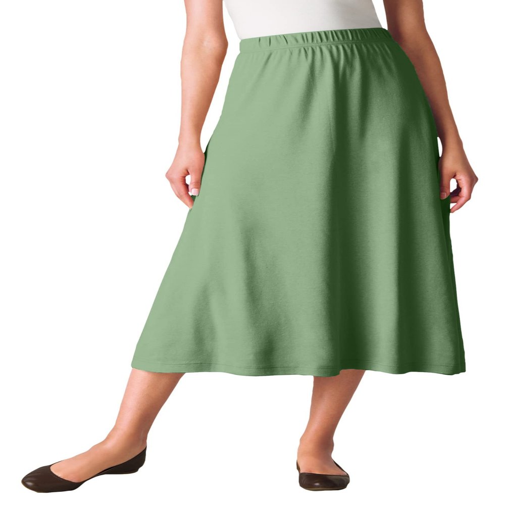 Woman Within Plus Size Petite 7-Day Knit A-Line Skirt - 6XP, Sage