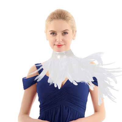 iiniim Punk Gothic Natural Dyed Rooster Feather Shrug Shawl Shoulder Wings Collar Necklace Halloween Costume Type B White One Size