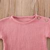 Newborn Infant Baby Boy Girl Summer Clothes Short Sleeve T-Shirt Top Cotton Linen Drawstring Shorts 2Pcs Outfit Set (Pink,6-12 Months) view 4