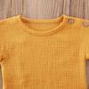 Newborn Infant Baby Boy Girl Summer Clothes Short Sleeve T-Shirt Top Cotton Linen Drawstring Shorts 2Pcs Outfit Set (Yellow,6-12 Months) view 4