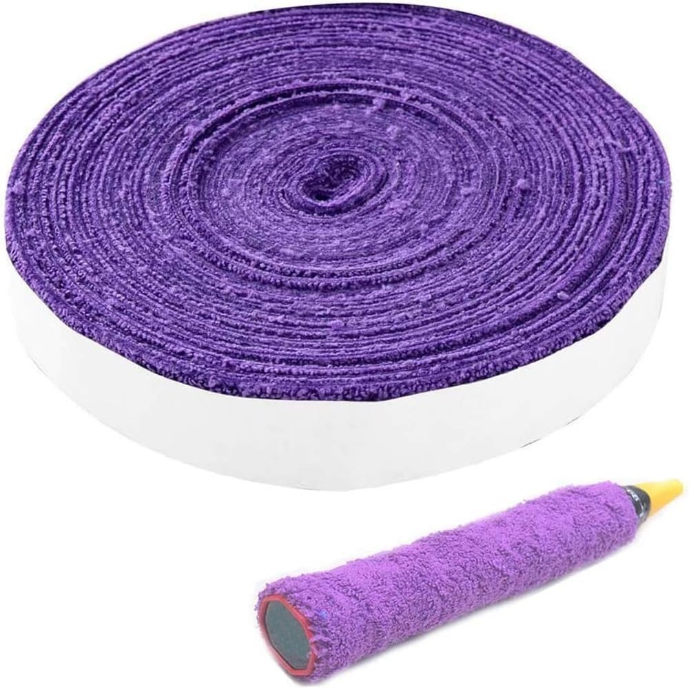 Badminton Tennis Racket Towel Hand Glue,Cotton Anti-Skid Sweat Tape Badminton Racket OverGrip Sweatband Tape Wraps (Purple)