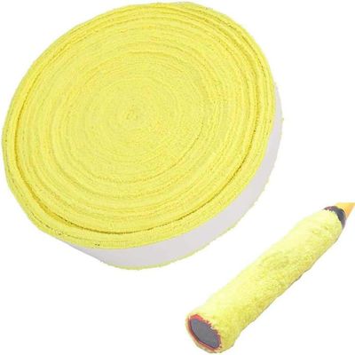 Badminton Tennis Racket Towel Hand Glue,Cotton Anti-Skid Sweat Tape Badminton Racket OverGrip Sweatband Tape Wraps (Yellow)