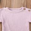 Newborn Infant Baby Boy Girl Summer Clothes Short Sleeve T-Shirt Top Cotton Linen Drawstring Shorts 2Pcs Outfit Set (Purple,0-6 Months) view 4