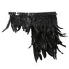 FEESHOW Gothic Natural Dyed Rooster Feather Cape Shawl Shoulder Wings Choker Collar Halloween Shrug Wrap Type B Black One Size view 2