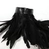 FEESHOW Gothic Natural Dyed Rooster Feather Cape Shawl Shoulder Wings Choker Collar Halloween Shrug Wrap Type B Black One Size view 3