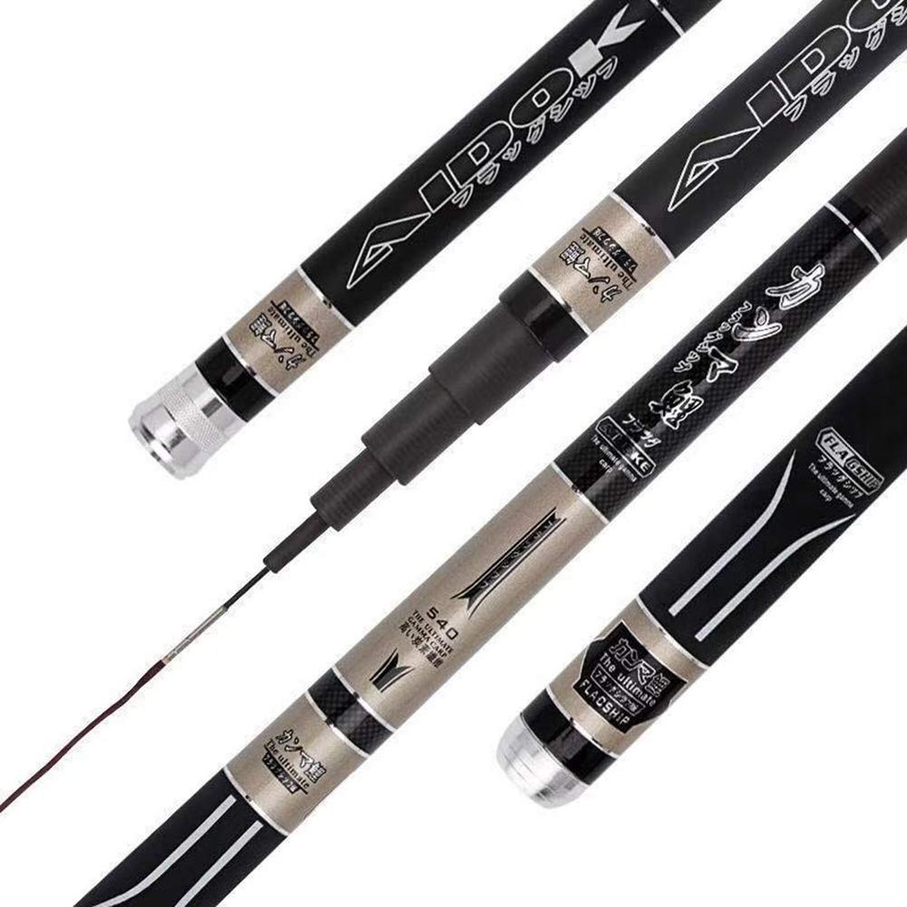 ZFF Fishing Rod Spinning Ultralight Super Hard Carbon Fiber Telescopic Hand Pole Long Section for Carp (Size : 4.8m)