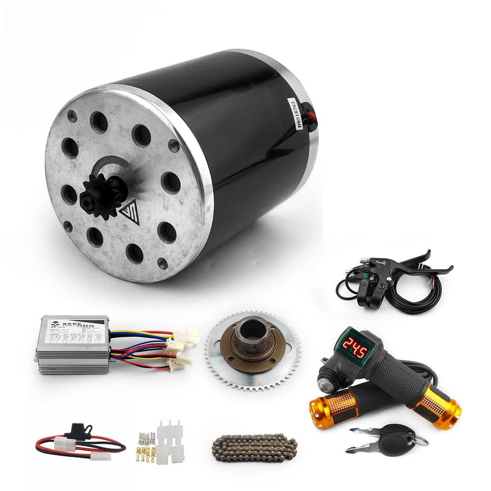 Bracketless 500W Child Motorcycle Engine with Brushed Controller and Key Swicth Speed Control Handle Brake Lamp (24V Key Throttle kit)