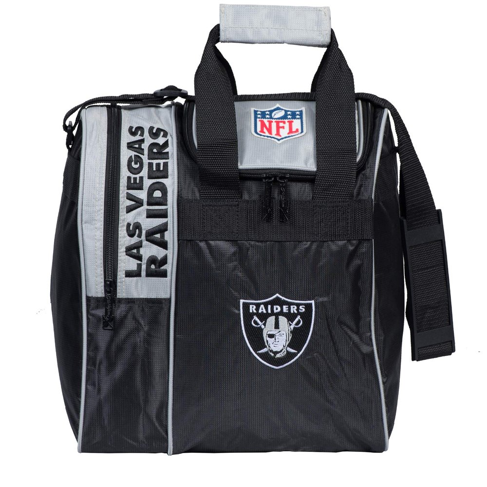 KR Strikeforce NFL Las Vegas Raiders Single Bowling Ball Tote Bag with Shoe Compartment