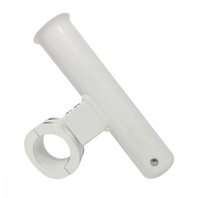 Fishmaster Adjustable T-Top Rod Holder - Powder Coated White - Marine Grade Aluminum, Rail Mount, Universal Fit