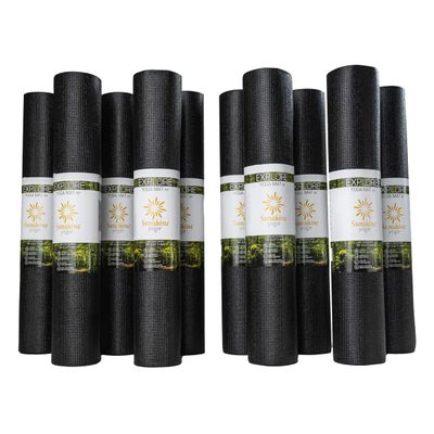 Sunshine Yoga 10-Pack Explore Yoga Mat, 68" x 24" Exercise Mat, 4mm Thick Non Slip Workout Mat, Anti-Tear Gym Mat, Bulk Yoga Mats for Schools or Studios, Black