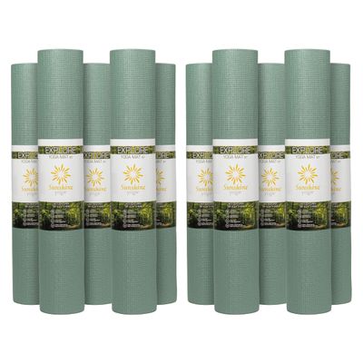 Sunshine Yoga 10-Pack Explore Yoga Mat, 68" x 24" Exercise Mat, 4mm Thick Non Slip Workout Mat, Anti-Tear Gym Mat, Bulk Yoga Mats for Schools or Studios, Sage