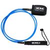 XM SURF MORE Premium Surfboard Leash, 7ft, Made in USA, Comp Cord Thickness (0.220in), Key Pocket, Unbreakable Swivels, Detachable Railsaver, Blue Leash, Black Strap, Kink-Free [3 Year Warranty] view 1