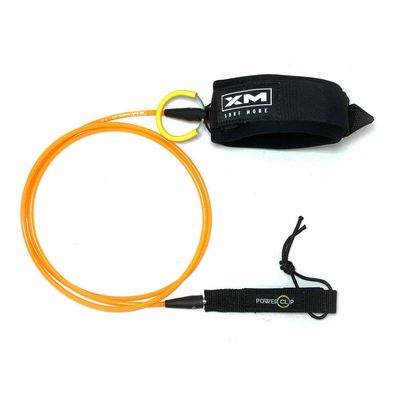 XM SURF River Power-Clip Surfboard Leash Knee/Calf, Detachable Ankle Clip, COMP Cord Thickness (.220 in.), Choose Length and Color, Key Pocket, Unbreakable Swivels, Detachable Railsaver, Made in USA