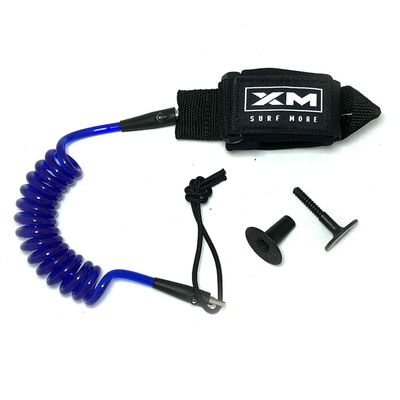 XM SURF MORE Bodyboard Leash - Premium Coiled EZ-FIT Wrist Body Board Leash with Plug - Adjustable Neoprene for Arm Support - Regular Strength Cord (0.270in) - Multiple Color Options - USA Made