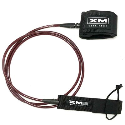 XM SURF MORE Premium Surfboard Leash, 7ft, Made in USA, Regular Cord Thickness (.270in), Key Pocket, Unbreakable Swivels, Detachable Railsaver, Acai Leash, Black Strap, Kink-Free [3 Year Warranty]