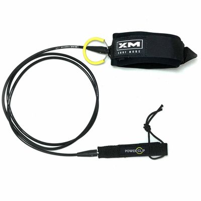 XM SURF River Power-Clip Surfboard Leash Knee/Calf, Detachable Ankle Clip, COMP Cord Thickness (.220 in.), Choose Length and Color, Key Pocket, Unbreakable Swivels, Detachable Railsaver, Made in USA