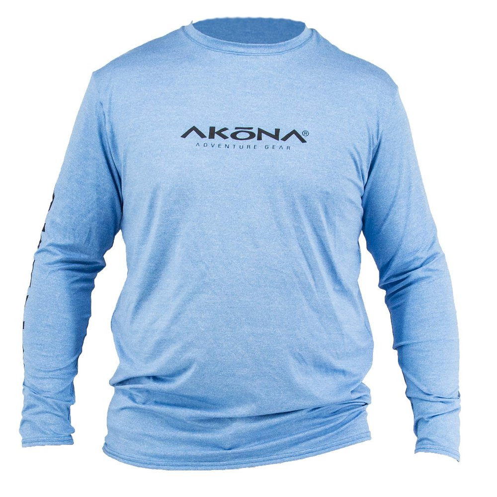 AKONA Men's Long Sleeve Rash Guard, Sun Shirt SPF50+, and Watersports Top. Snorkeling, Surfing, Paddling, Kayaking, Diving, Fishing - Blue, X-Large