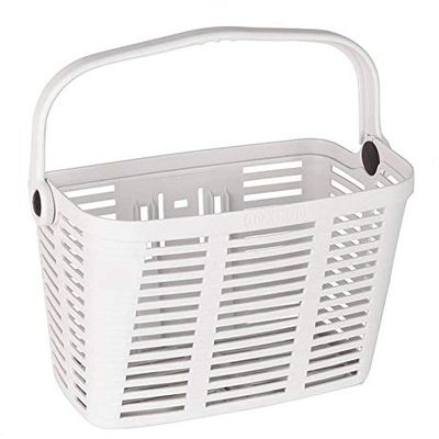 Bicycle Basket, Bellelli, Quick Release, Removable, Lightweight Plastic Basket, Easy to Mount, with Swing Up Handle, White, Made in Italy