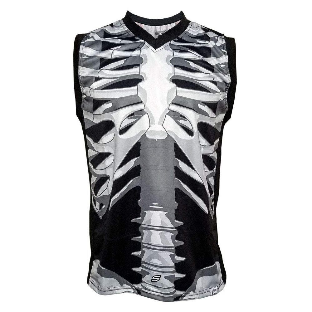 Social Paintball Sleeveless Jersey, Skeleton Bones with Mesh Sides (2X-Large)
