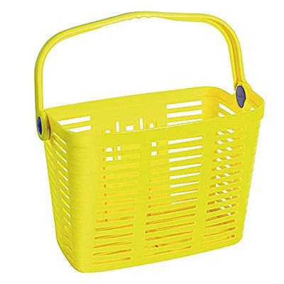 Bicycle Basket, Bellelli, Quick Release, Removable, Lightweight Plastic Basket, Easy to Mount, with Swing Up Handle, Yellow, Made in Italy