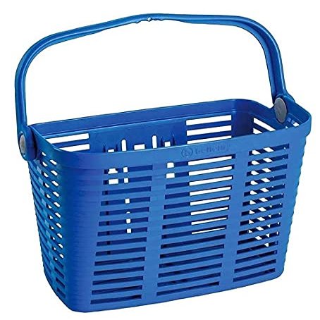 Bicycle Basket, Bellelli, Quick Release, Removable, Lightweight Plastic Basket, Easy to Mount, with Swing Up Handle, Blue, Made in Italy