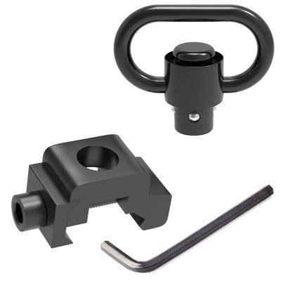 1.25" Picatinny Rail QD Sling Swivel Mount, 360 Degree Rotation Quick Detach Sling Attachment with Push Button for Two Point Sling (1 PC)
