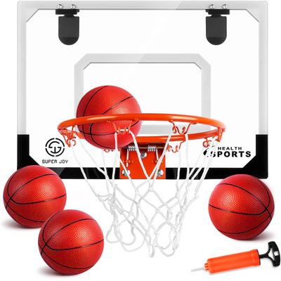 SUPER JOY Pro Room Basketball Hoop Wall Mounted - Over The Door Basketball Hoop Set with Complete Accessories - Basketball Hoop for Kids & Adults