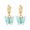 2PCS Butterfly Hoop Earrings. Acrylic Gold Butterfly Wings Huggie Earring,Cute Insect Butterfly Dangle Earrings Set for Women Jewelry (White + green) view 4