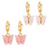 2PCS Butterfly Hoop Earrings. Acrylic Gold Butterfly Wings Huggie Earring,Cute Insect Butterfly Dangle Earrings Set for Women Jewelry (Pink + white) view 1