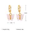 2PCS Butterfly Hoop Earrings. Acrylic Gold Butterfly Wings Huggie Earring,Cute Insect Butterfly Dangle Earrings Set for Women Jewelry (Pink + white) view 3