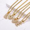 14k Gold Plated Diamond Iced A-Z Initial Bling Letter Name Pendant Necklaces, Men Women view 2