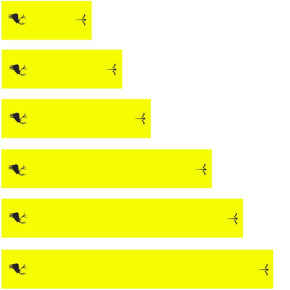 White Water Archery Solid Yellow Fluorescent Neon Elk Silhouette Arrow Wraps Choose Length Width (4, 1.4)