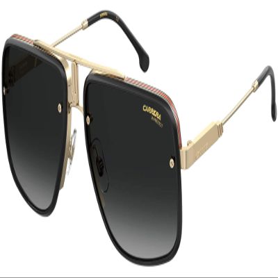 Carrera Ca Glory II Unisex Sunglasses, Black On Gold/Grey Shaded, 59/18/145