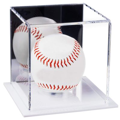 Better Display Cases Acrylic Baseball or Tennis Ball Display Case with Mirror and White Base (A057/B23)
