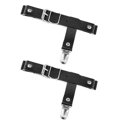 Jurxy 2PCS Gothic Punk Garters Leg Ring Leg Elastic Punk Harness Garter Belt Adjustable Suspender with Metal Clips Black