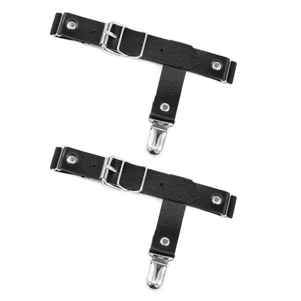 Jurxy 2PCS Gothic Punk Garters Leg Ring Leg Elastic Punk Harness Garter Belt Adjustable Suspender with Metal Clips Black