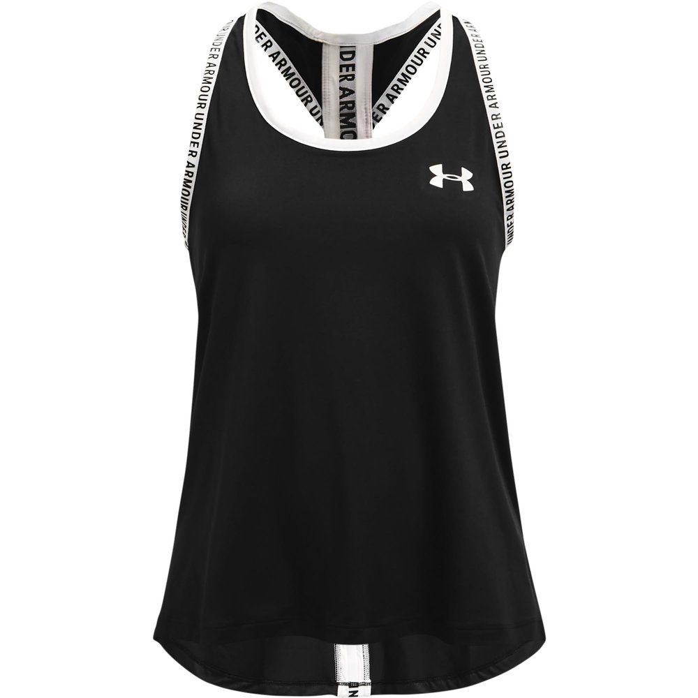 Under Armour girls Knockout Tank Top , Black (001)/White , Youth Small