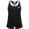 Under Armour girls Knockout Tank Top , Black (001)/White , Youth Small view 1